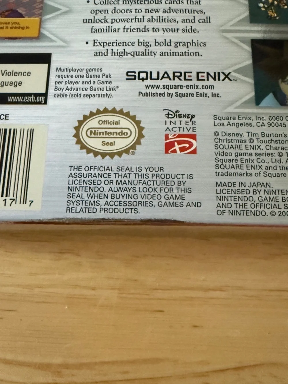 Kingdom Hearts Chain of Memories Gameboy Advance GBA DS Lite CIB